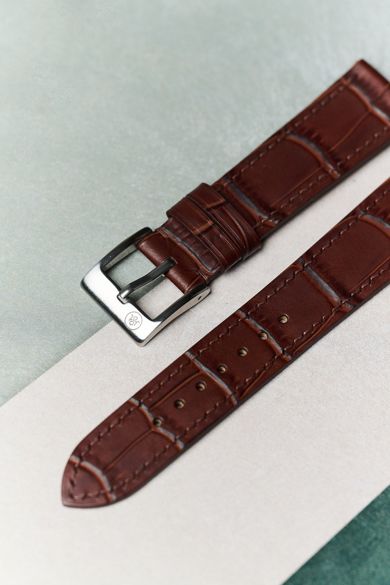 Embossed Crocodile Watch Strap - Brown Slimline - RTW - The Strap Tailor