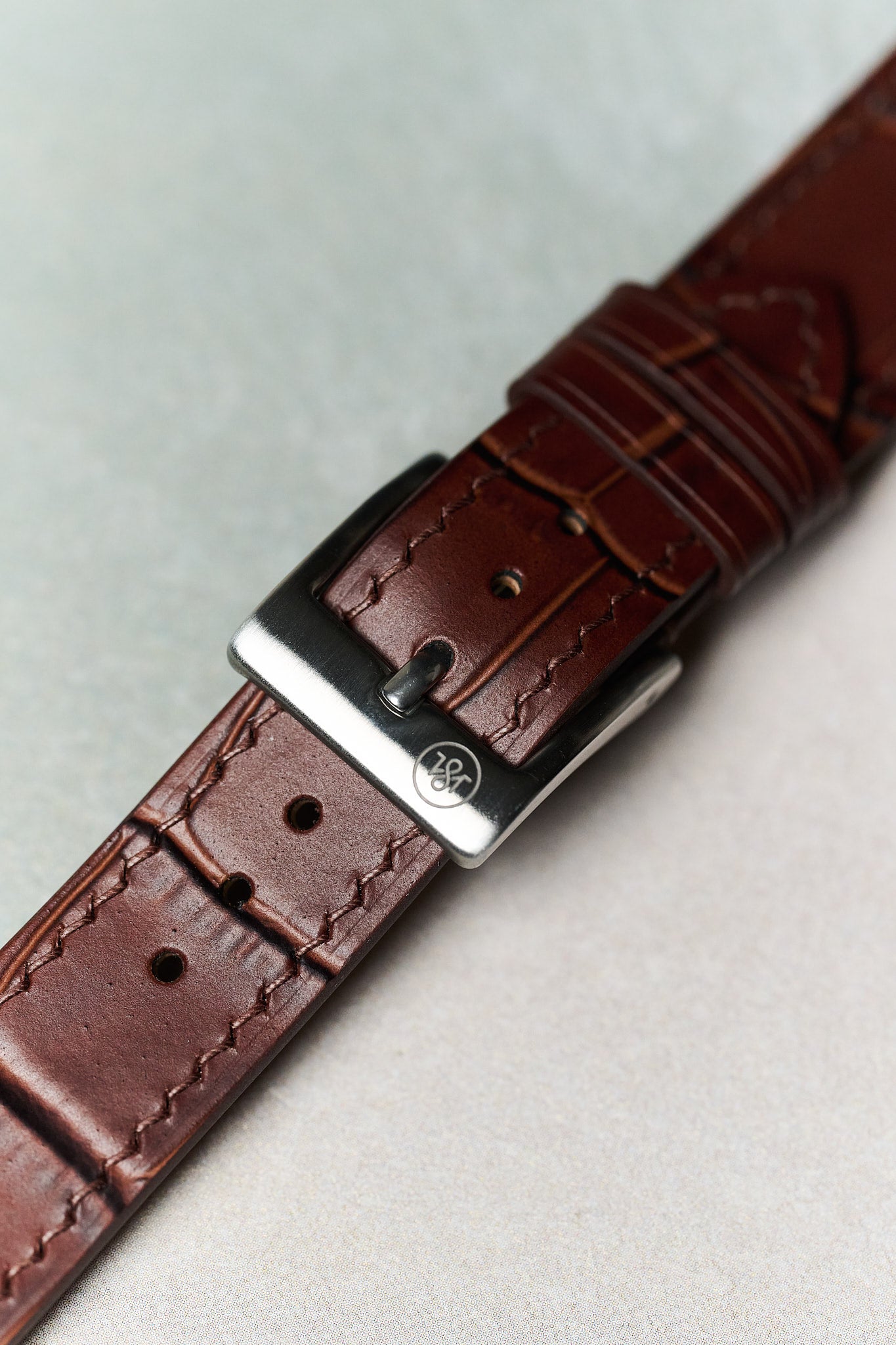 Embossed Crocodile Watch Strap - Brown Slimline - RTW - The Strap Tailor
