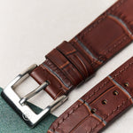 Embossed Crocodile Watch Strap - Brown Slimline - RTW - The Strap Tailor