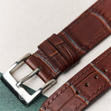 Embossed Crocodile Watch Strap - Brown Slimline - RTW - The Strap Tailor