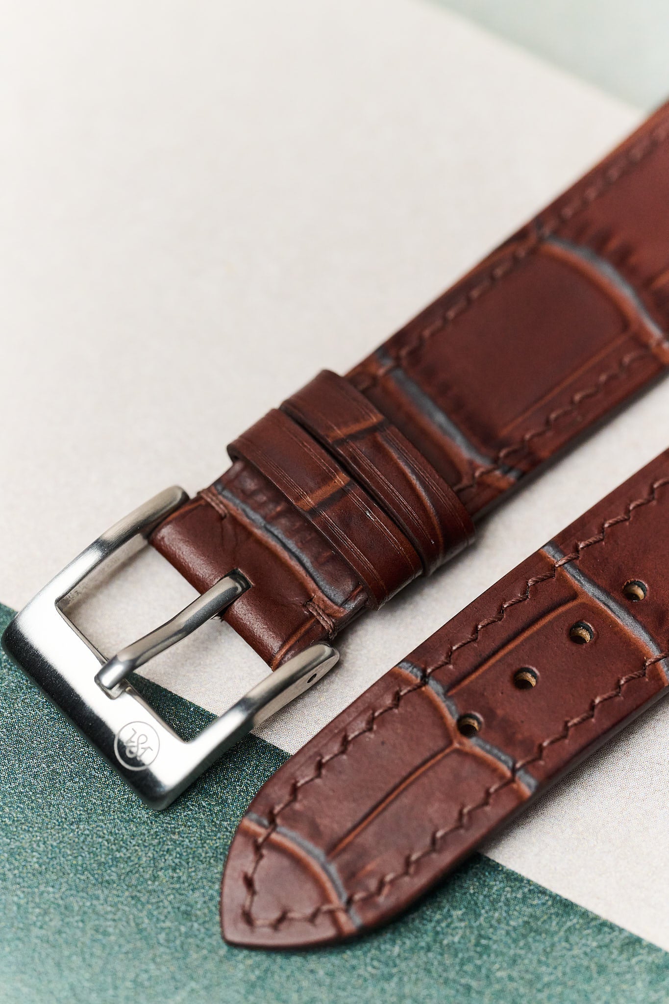 Embossed Crocodile Watch Strap - Brown Slimline - RTW - The Strap Tailor