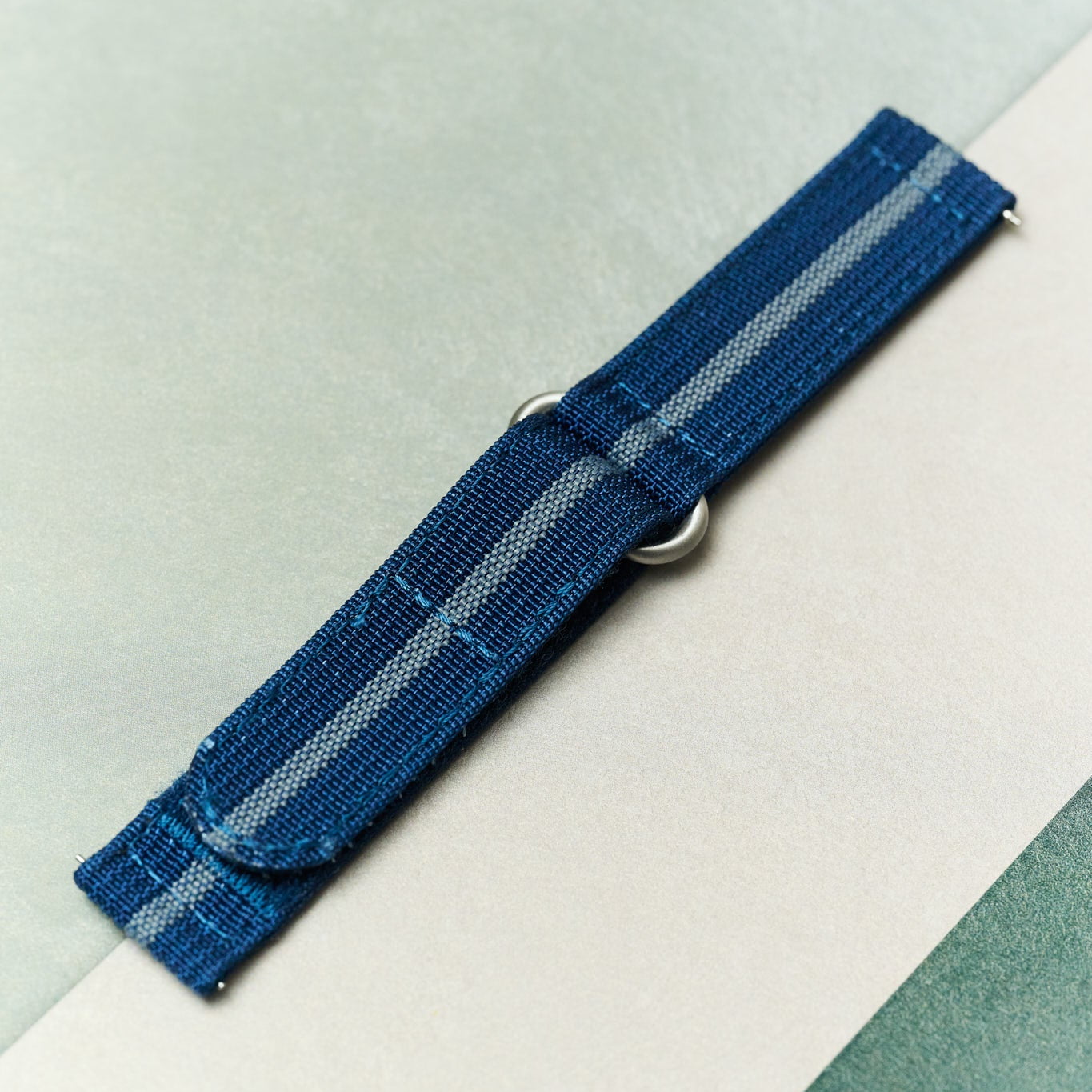 Premium Ribbed Two Piece Ballistic Nylon Strap - Navy & Blue Pinstripe - The Strap Tailor