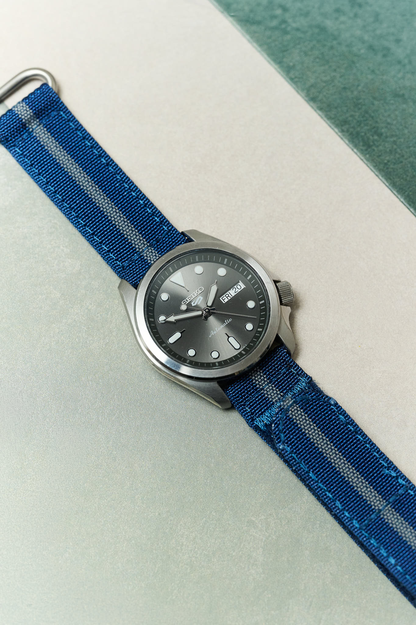 Premium Ribbed Two Piece Ballistic Nylon Strap - Navy & Blue Pinstripe - The Strap Tailor