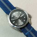 Premium Ribbed Two Piece Ballistic Nylon Strap - Navy & Blue Pinstripe - The Strap Tailor