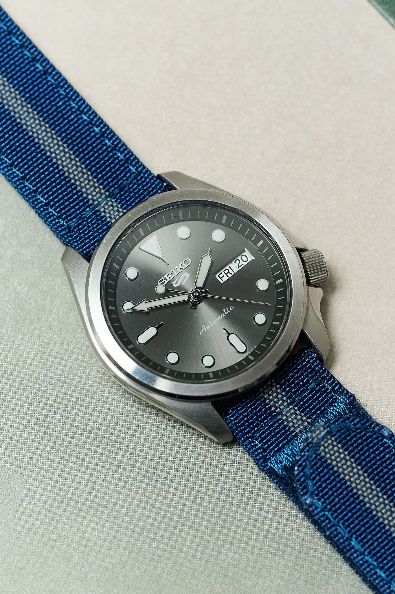Premium Ribbed Two Piece Ballistic Nylon Strap - Navy & Blue Pinstripe - The Strap Tailor
