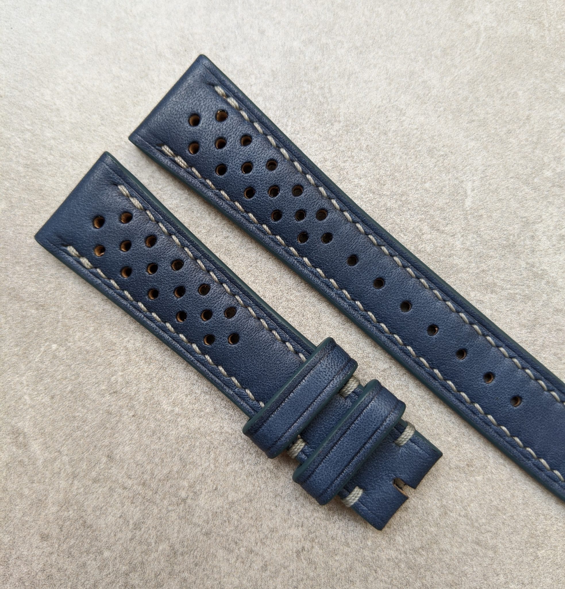 French Calfskin Rally Watch Strap - Navy Blue - The Strap Tailor