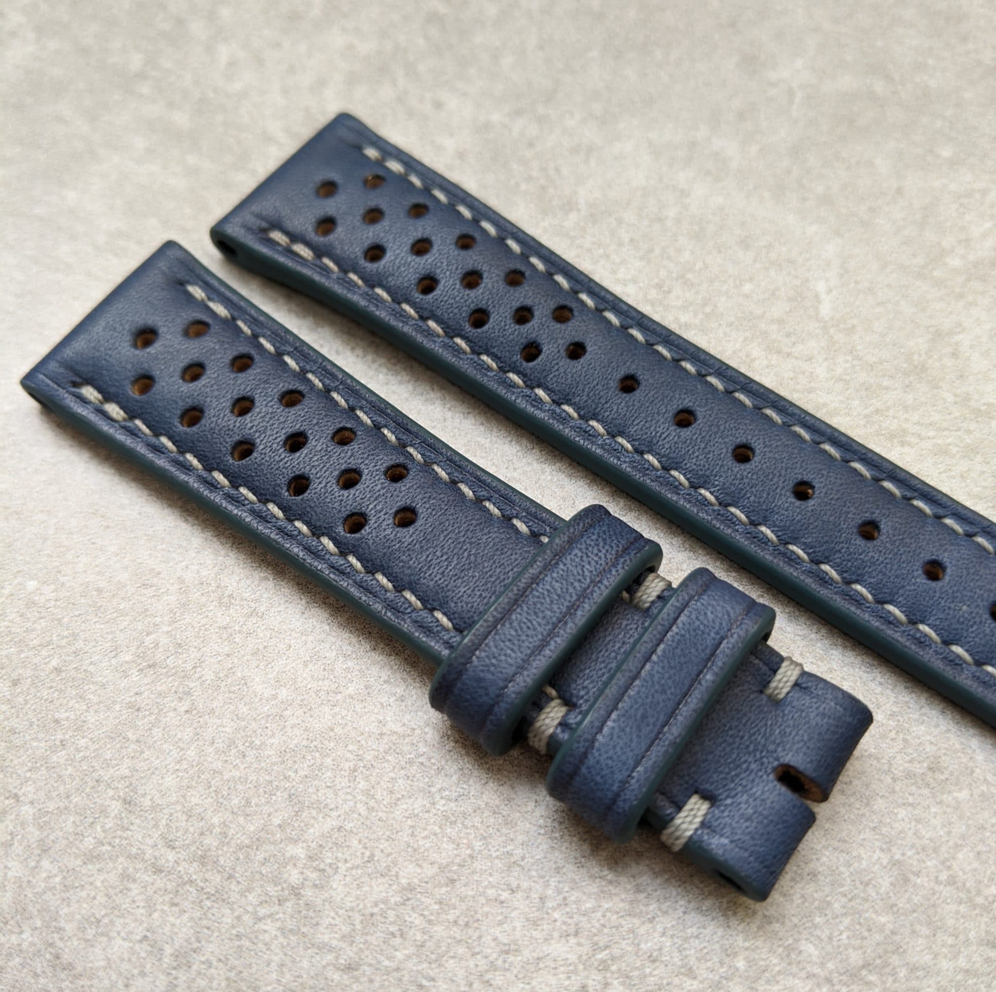 French Calfskin Rally Watch Strap - Navy Blue - The Strap Tailor