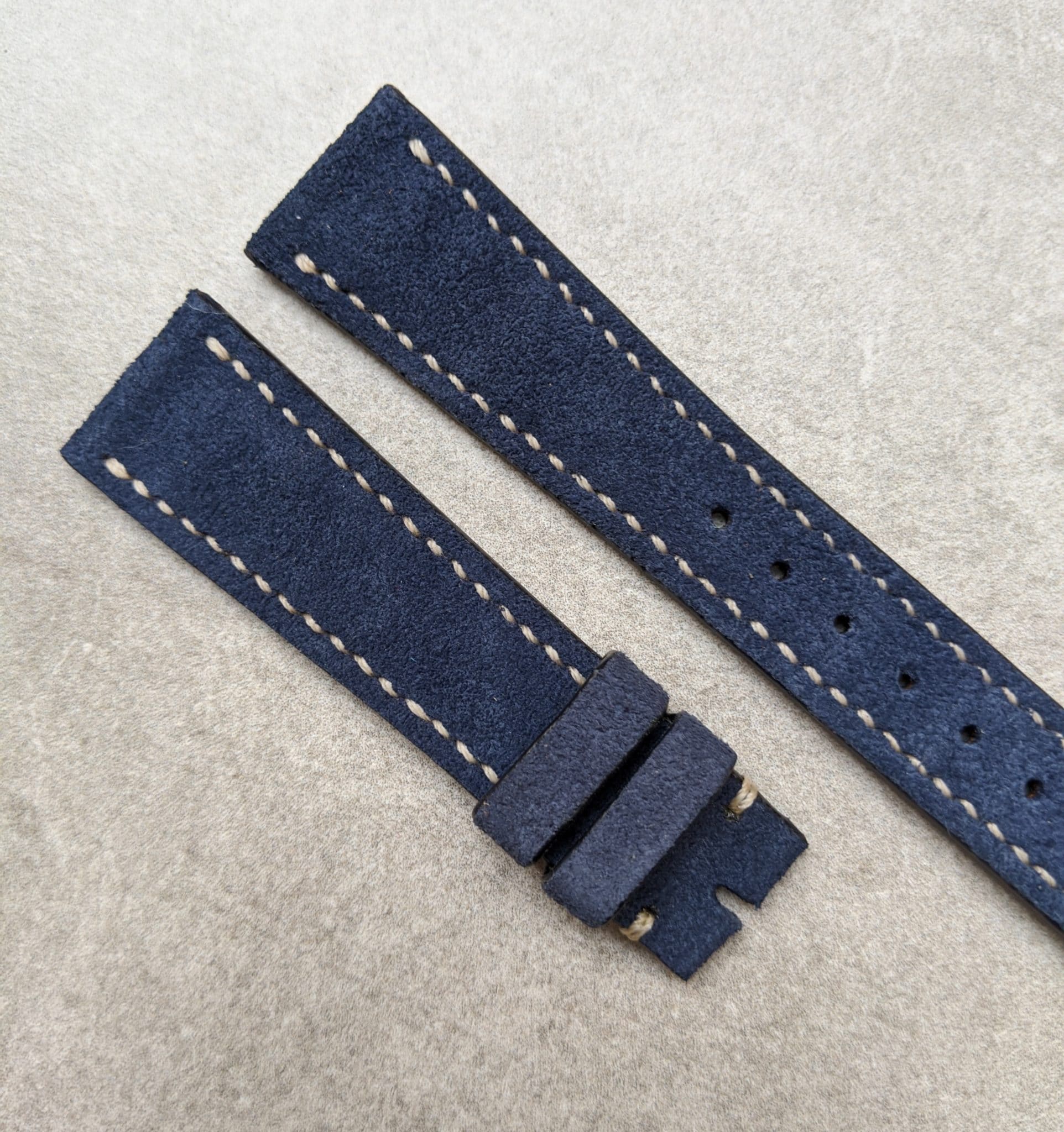 Stitched Suede Strap - Navy Blue - The Strap Tailor