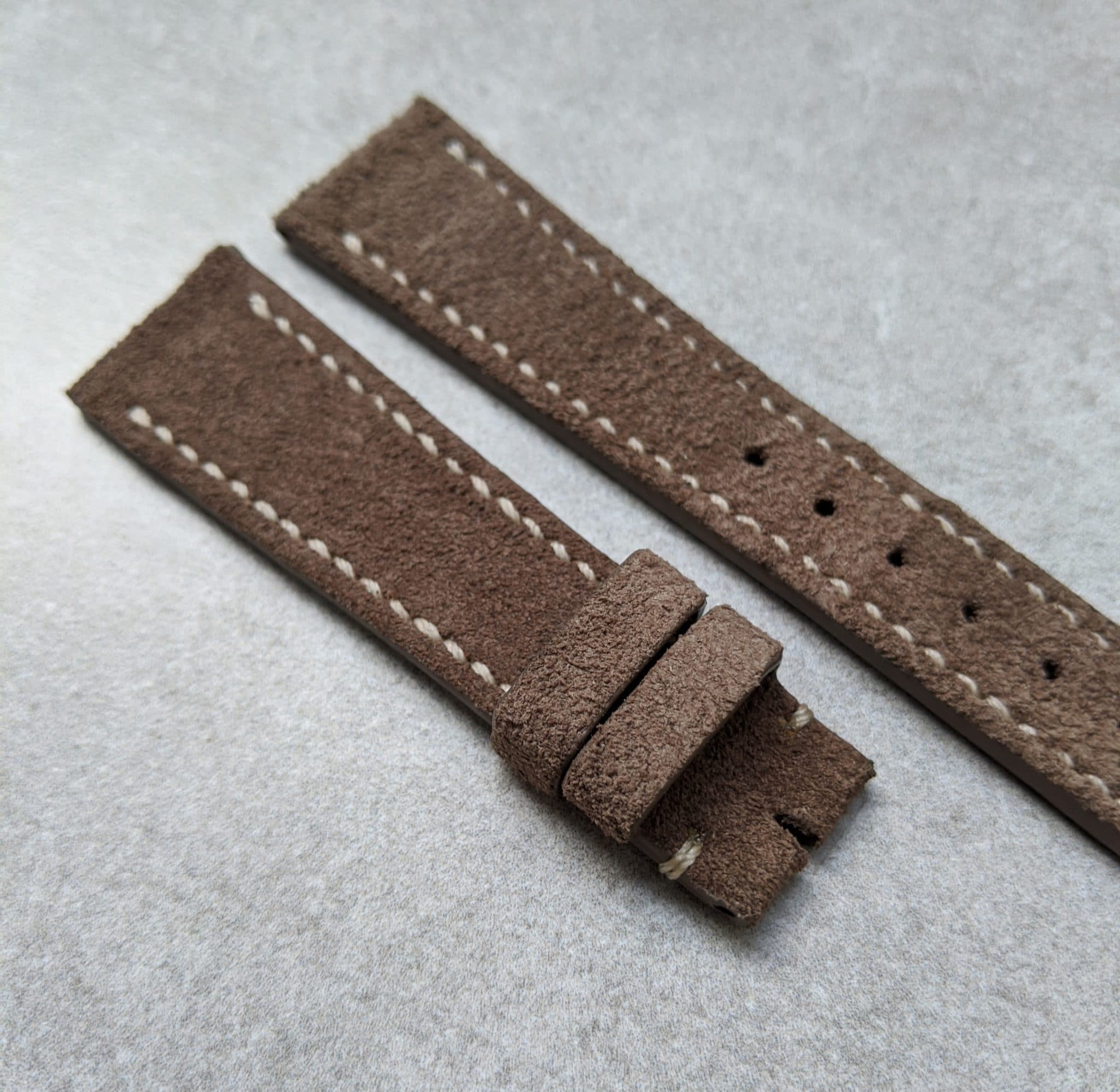 Stitched Suede Strap - Light Brown - The Strap Tailor