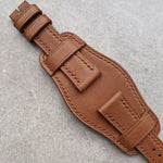 French Calfskin Leather Bund Watch Strap - Chesnut Brown - The Strap Tailor