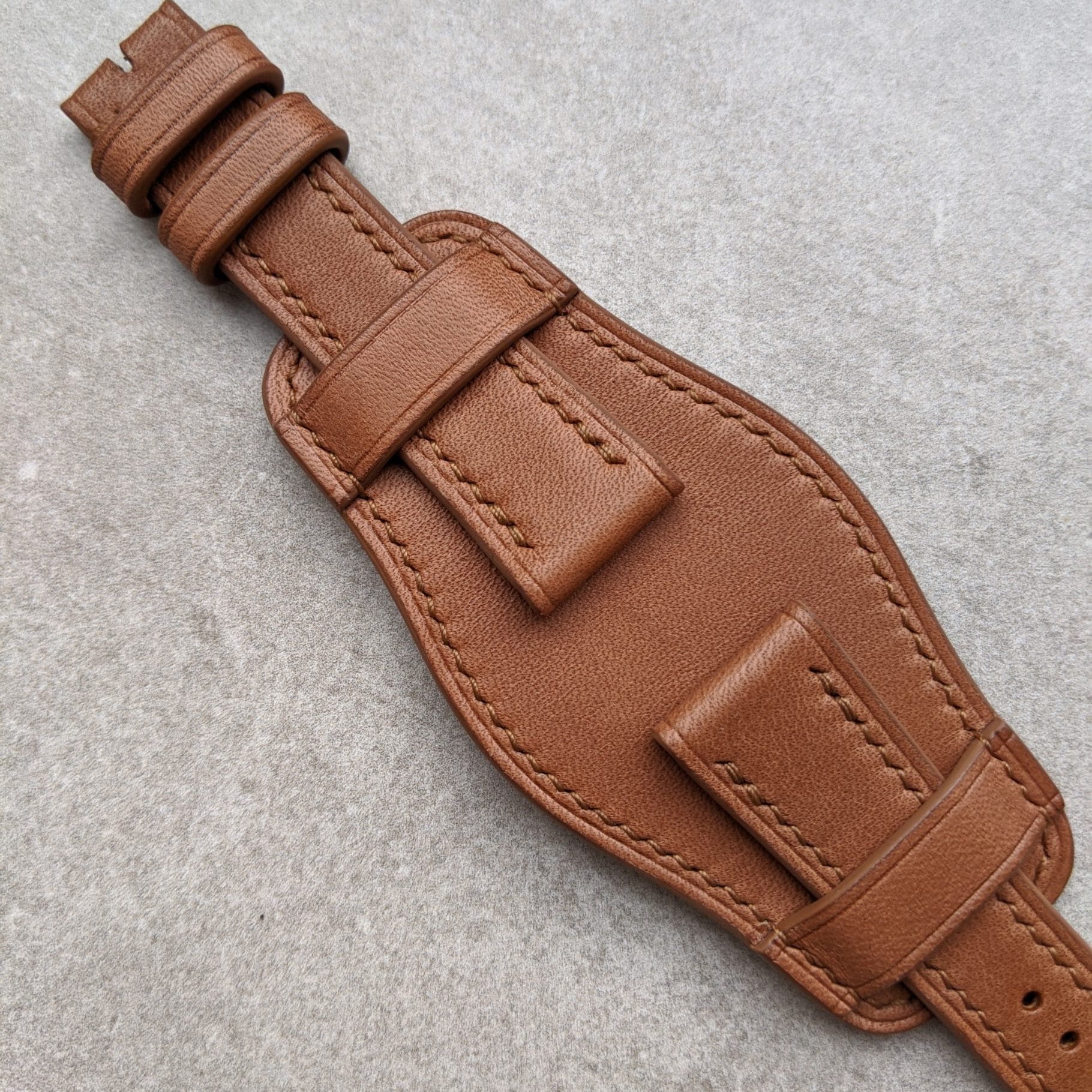 French Calfskin Leather Bund Watch Strap - Chesnut Brown - The Strap Tailor