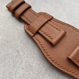 French Calfskin Leather Bund Watch Strap - Chesnut Brown - The Strap Tailor