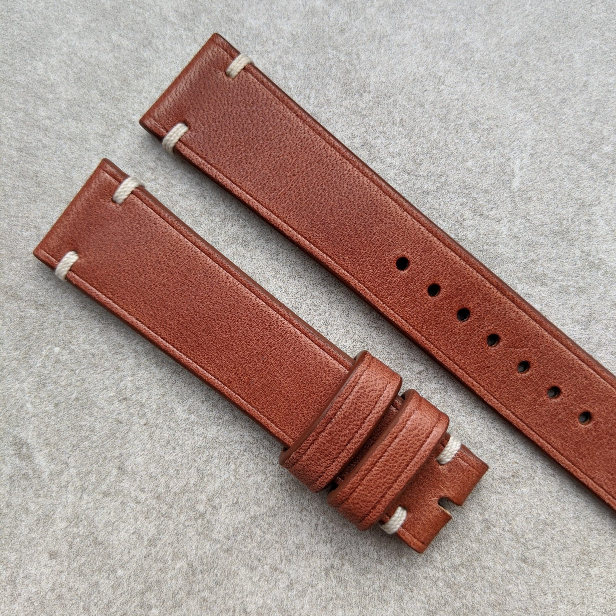 French Calfskin Strap Minimal Stitch - Mahogany - The Strap Tailor