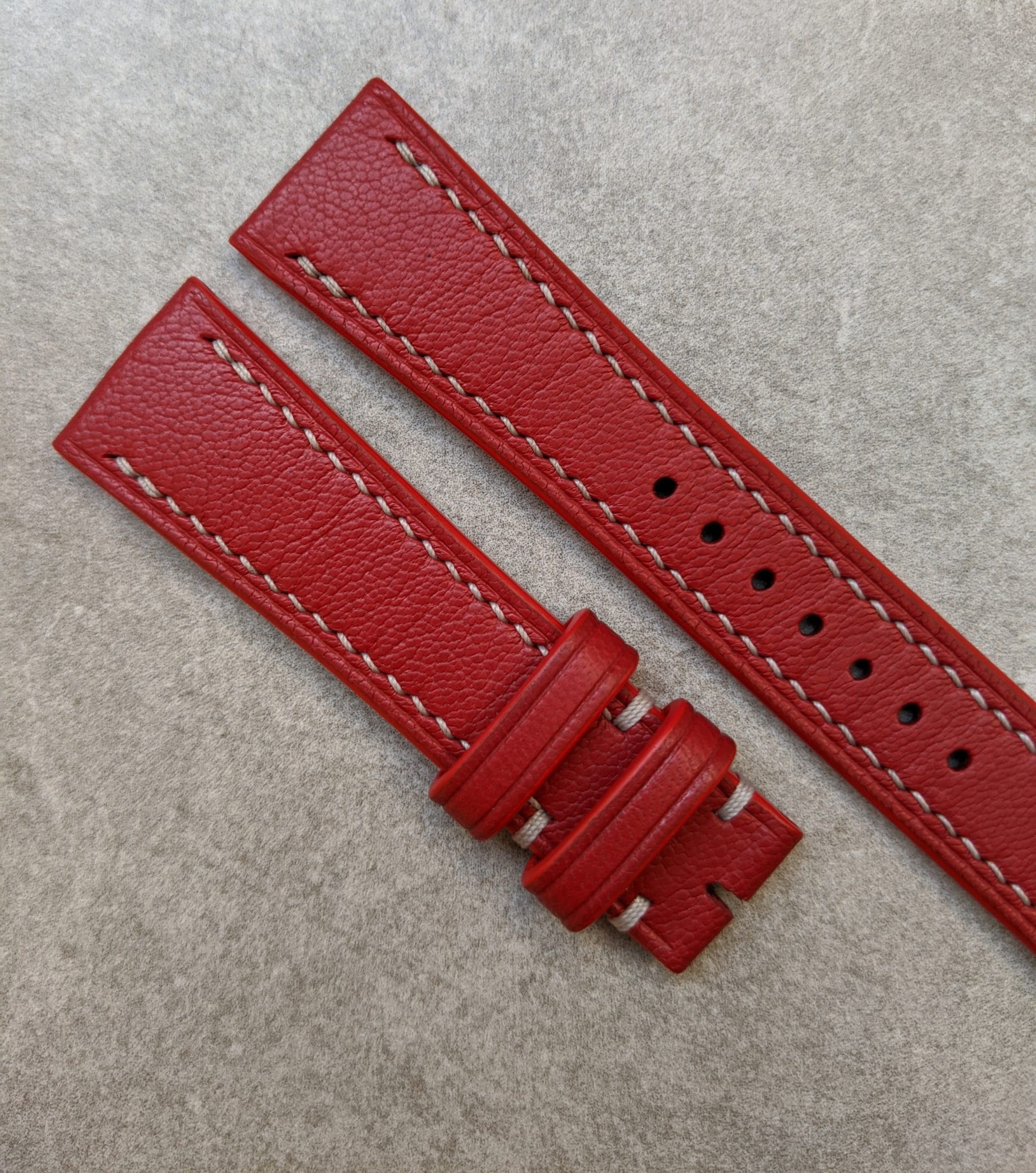 Light Grained Goatskin Strap - Red - The Strap Tailor