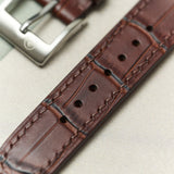Embossed Crocodile Watch Strap - Matte Padded Brown - RTW - The Strap Tailor