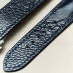 Omega Deployant - Ostrich Shin Watch Strap - Dark Blue - RTW - The Strap Tailor