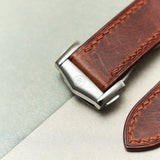 Omega Deployant - Badalassi Wax Watch Strap - Rally Tan Brown - RTW - The Strap Tailor