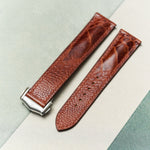 Omega Deployant - Ostrich Shin Watch Strap - Cognac - RTW - The Strap Tailor