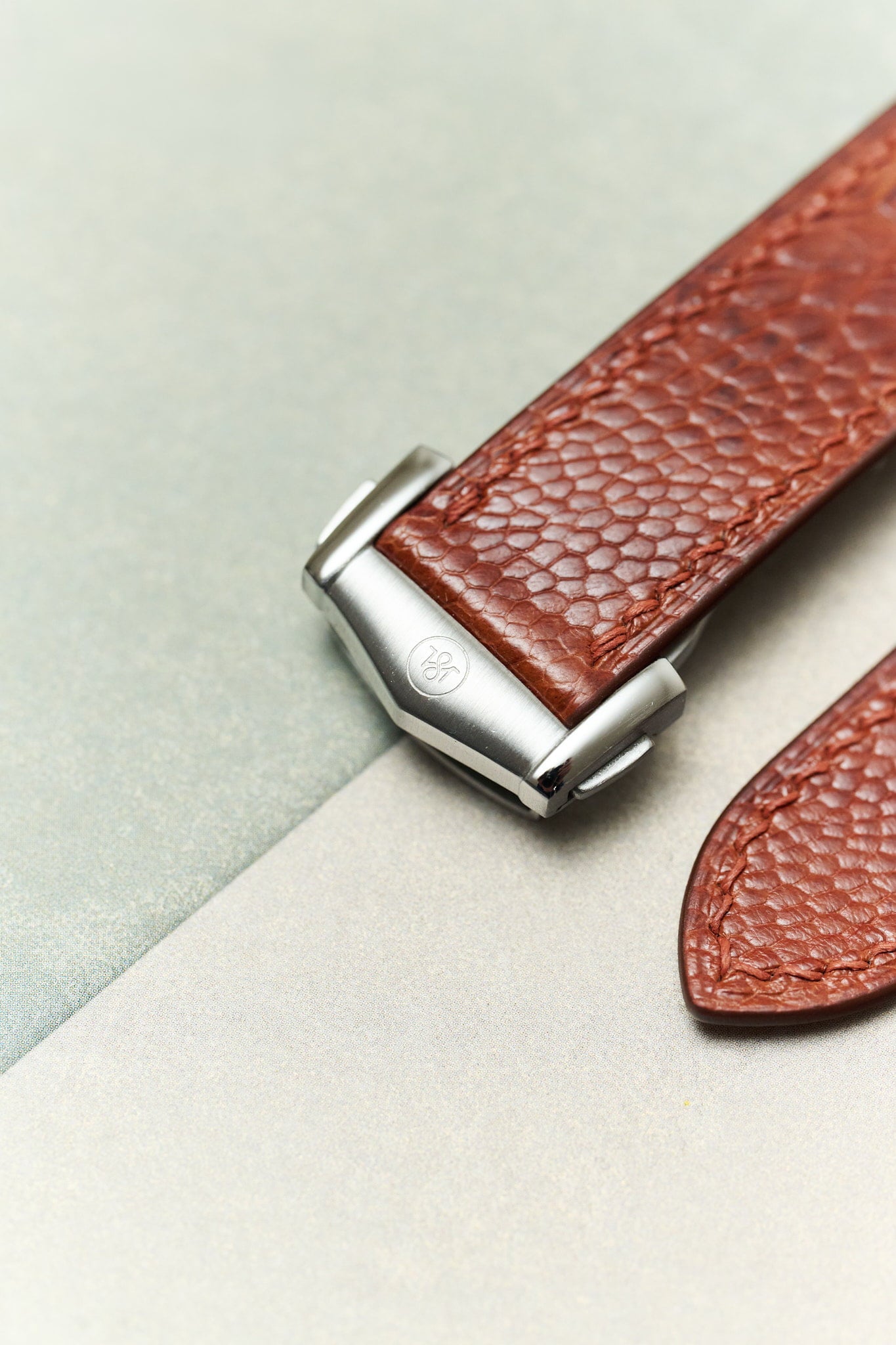 Omega Deployant - Ostrich Shin Watch Strap - Cognac - RTW - The Strap Tailor