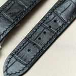 Omega Deployant - Embossed Crocodile Watch Strap - Black - RTW - The Strap Tailor