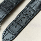 Omega Deployant - Embossed Crocodile Watch Strap - Black - RTW - The Strap Tailor