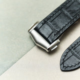 Omega Deployant - Embossed Crocodile Watch Strap - Black - RTW - The Strap Tailor