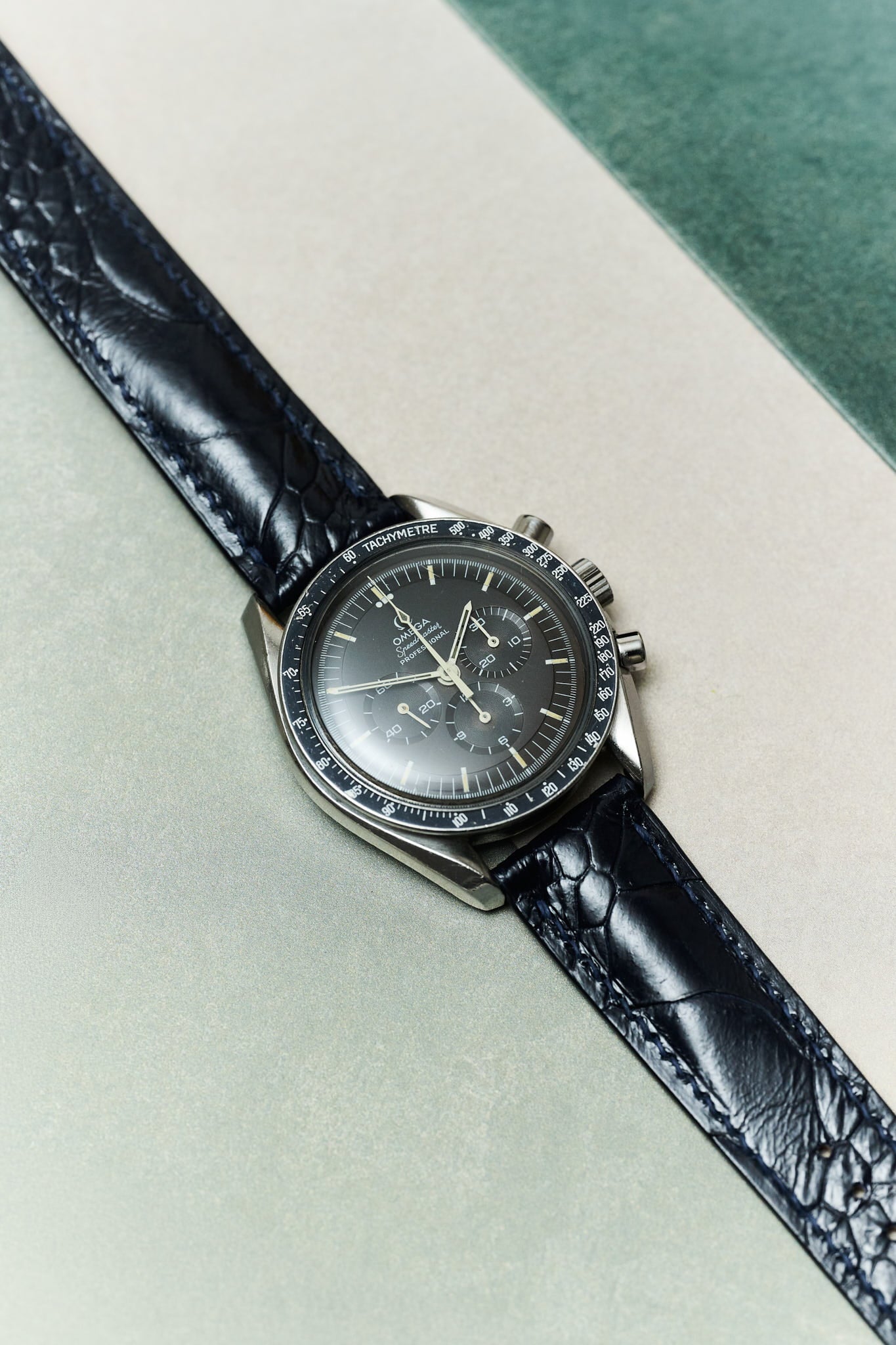 Omega Deployant - Ostrich Shin Watch Strap - Dark Blue - RTW - The Strap Tailor