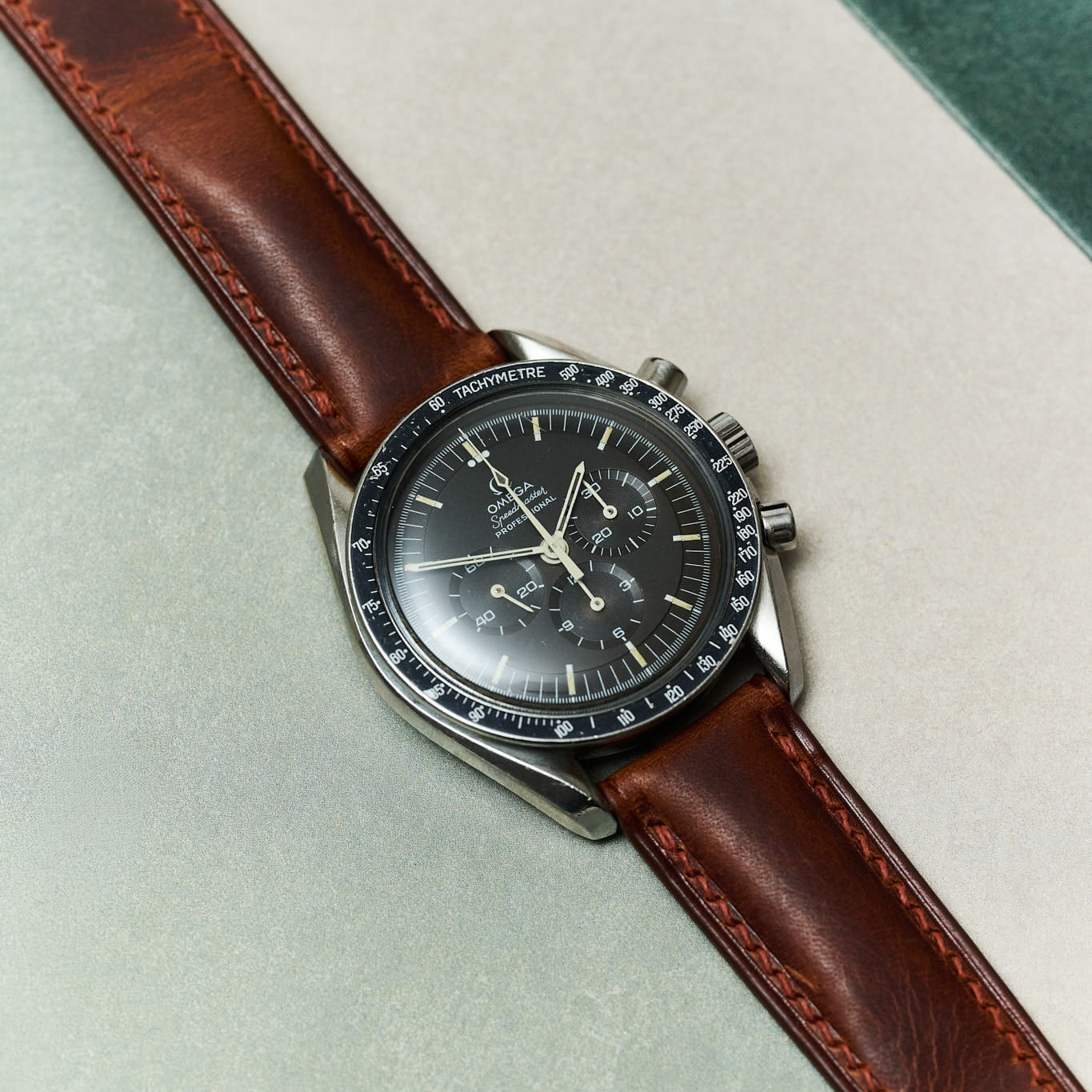 Omega Deployant - Badalassi Wax Watch Strap - Tan Brown - RTW - The Strap Tailor