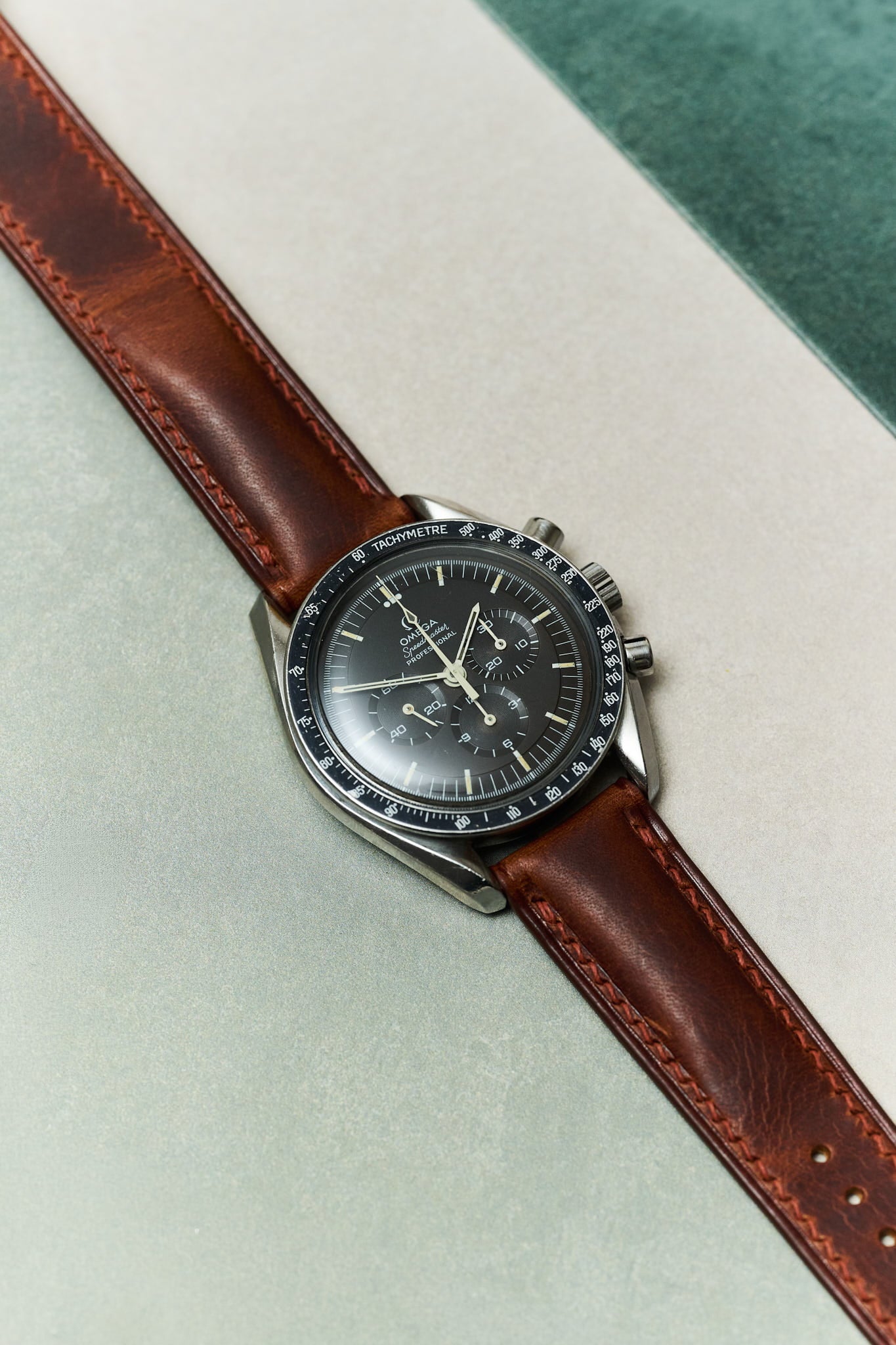 Omega Deployant - Badalassi Wax Watch Strap - Tan Brown - RTW - The Strap Tailor