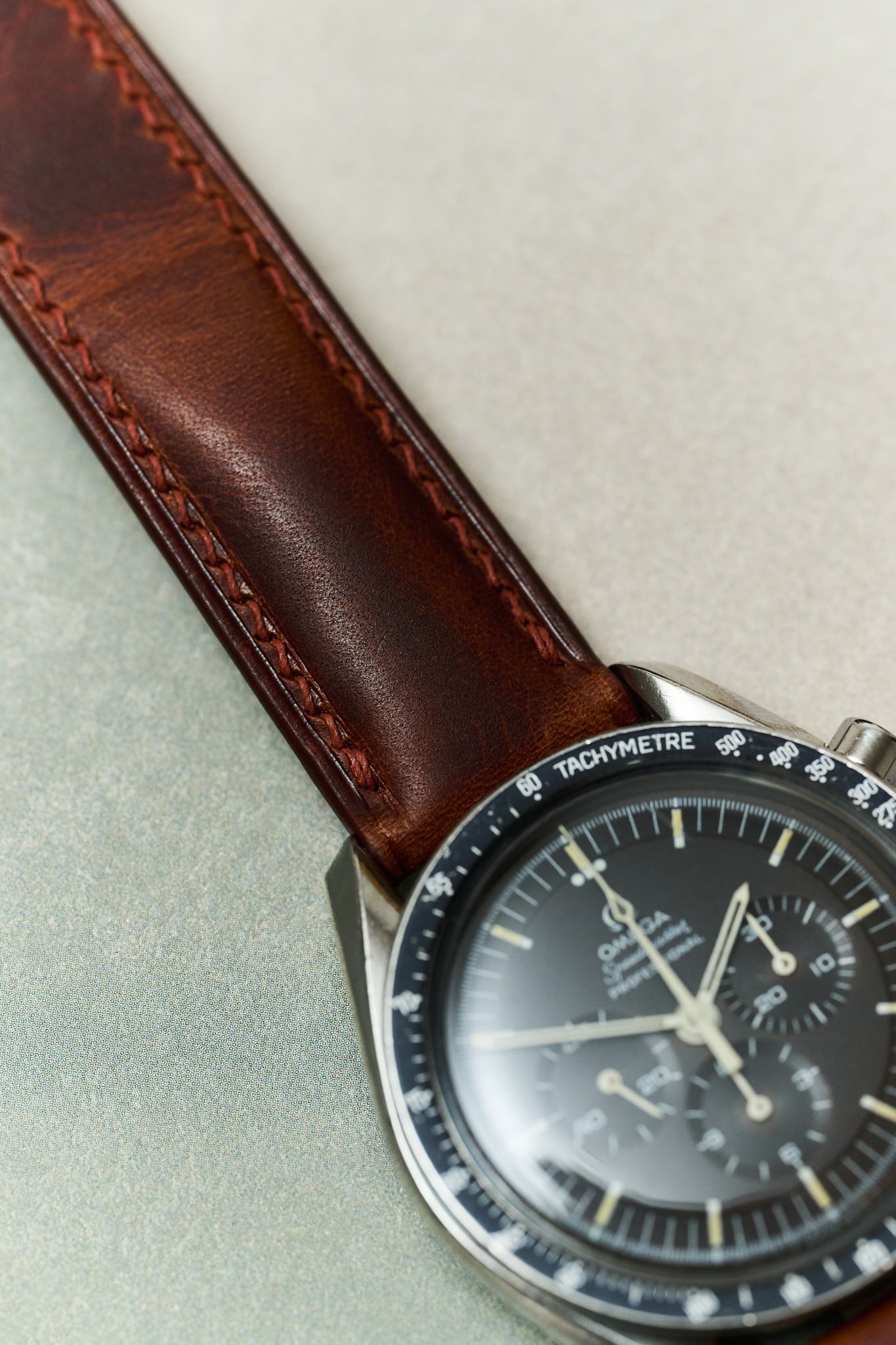 Omega Deployant - Badalassi Wax Watch Strap - Tan Brown - RTW - The Strap Tailor