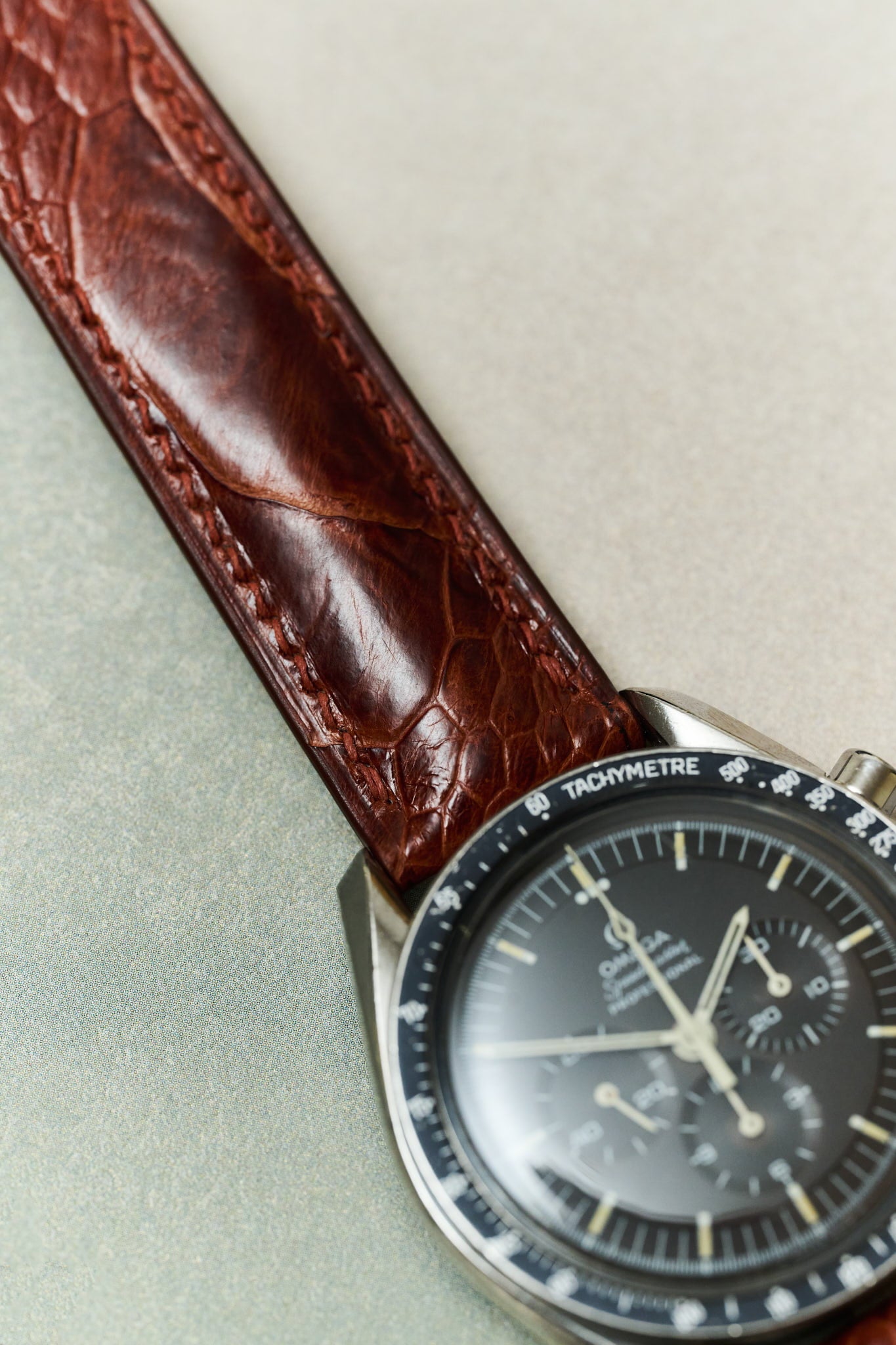 Omega Deployant - Ostrich Shin Watch Strap - Cognac - RTW - The Strap Tailor