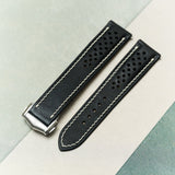 Omega Deployant - Pueblo Watch Strap - Rally Black - RTW - The Strap Tailor