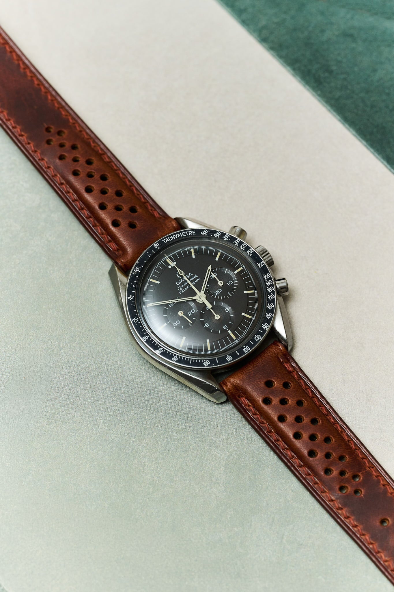 Omega Deployant - Badalassi Wax Watch Strap - Rally Tan Brown - RTW - The Strap Tailor