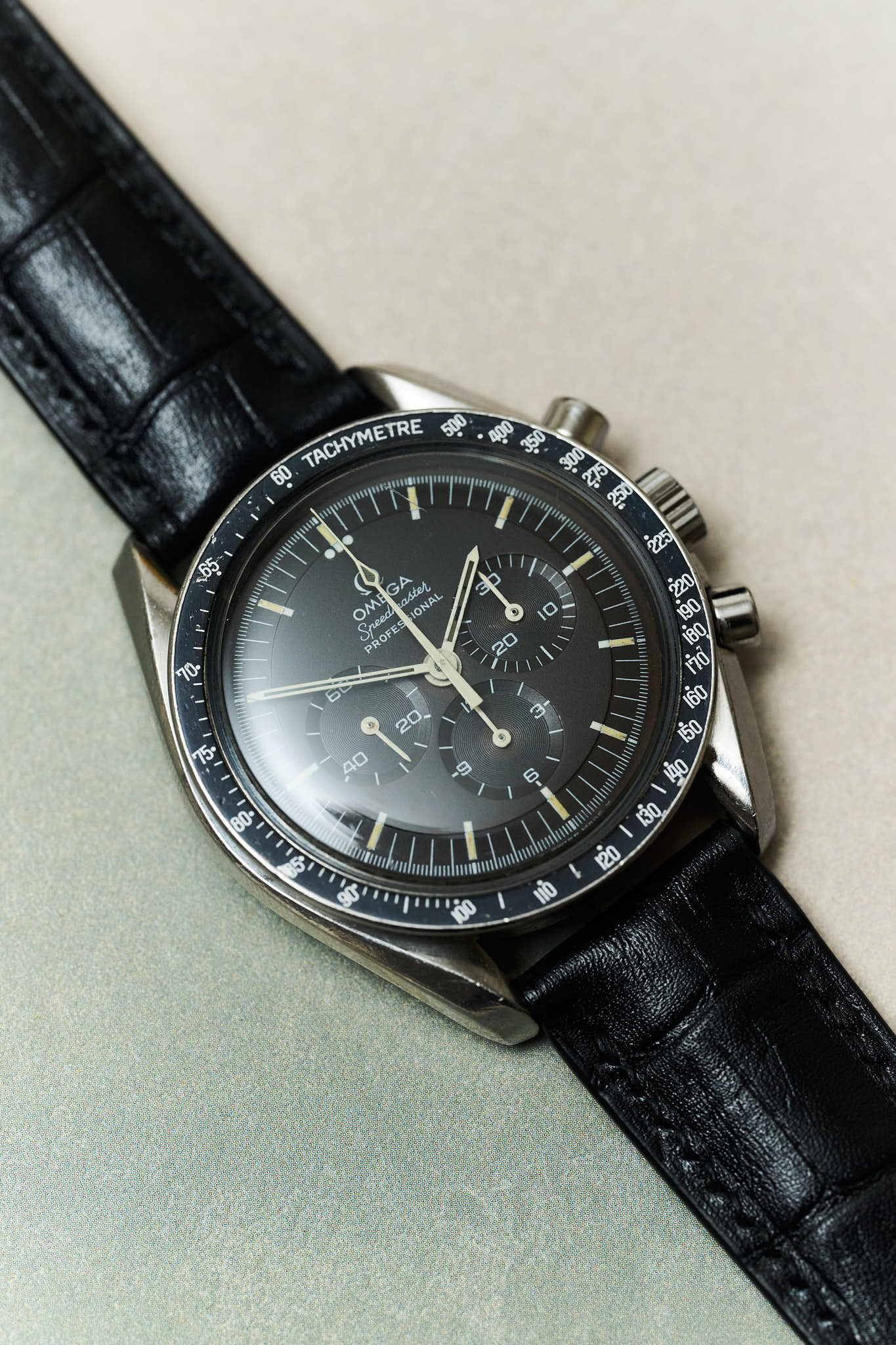 Omega Deployant - Embossed Crocodile Watch Strap - Black - RTW - The Strap Tailor