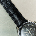 Omega Deployant - Embossed Crocodile Watch Strap - Black - RTW - The Strap Tailor