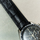Omega Deployant - Embossed Crocodile Watch Strap - Black - RTW - The Strap Tailor