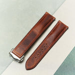 Omega Deployant - Badalassi Wax Watch Strap - Tan Brown - RTW - The Strap Tailor