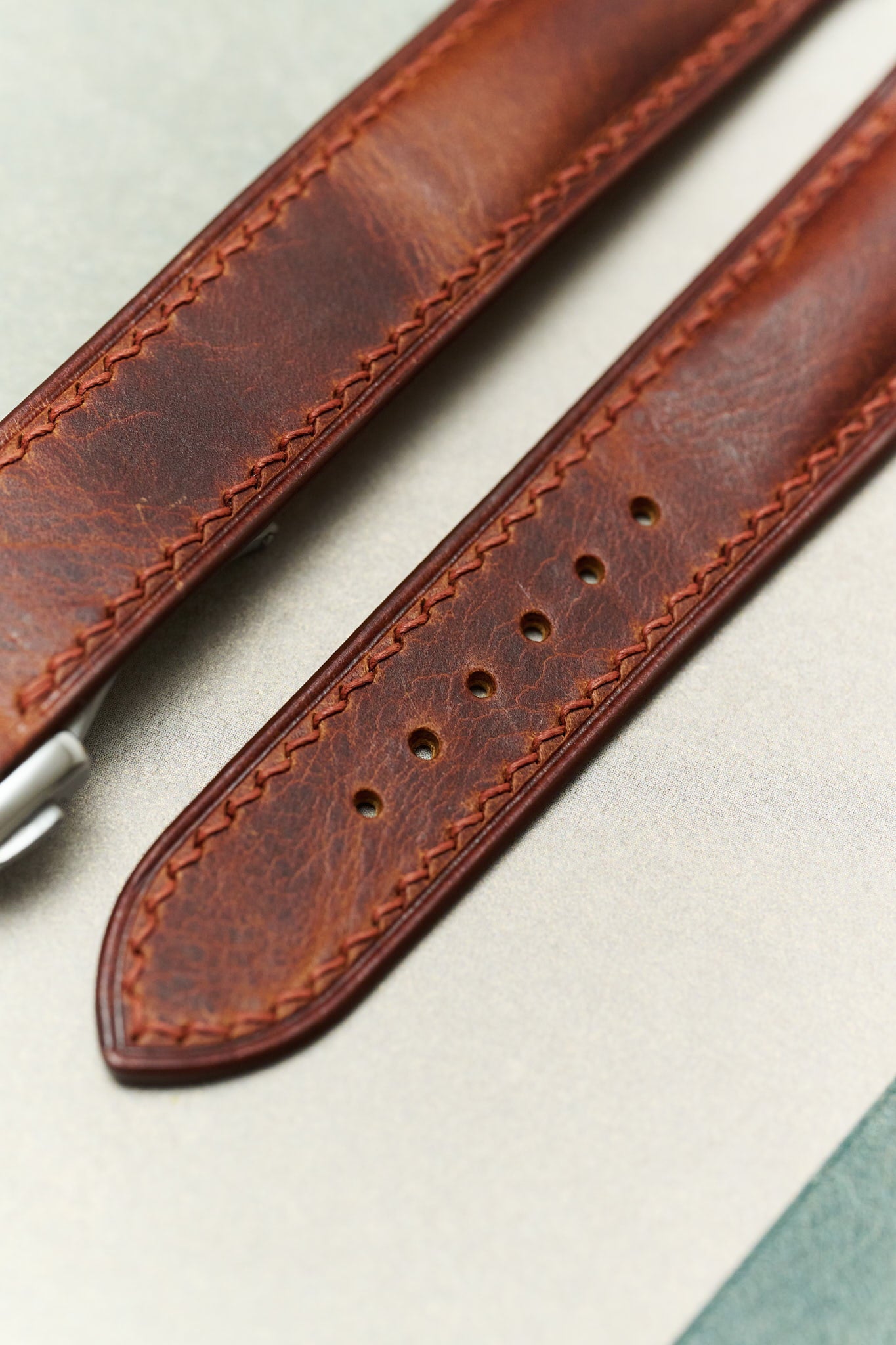 Omega Deployant - Badalassi Wax Watch Strap - Tan Brown - RTW - The Strap Tailor