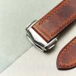 Omega Deployant - Badalassi Wax Watch Strap - Tan Brown - RTW - The Strap Tailor