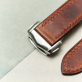 Omega Deployant - Badalassi Wax Watch Strap - Tan Brown - RTW - The Strap Tailor