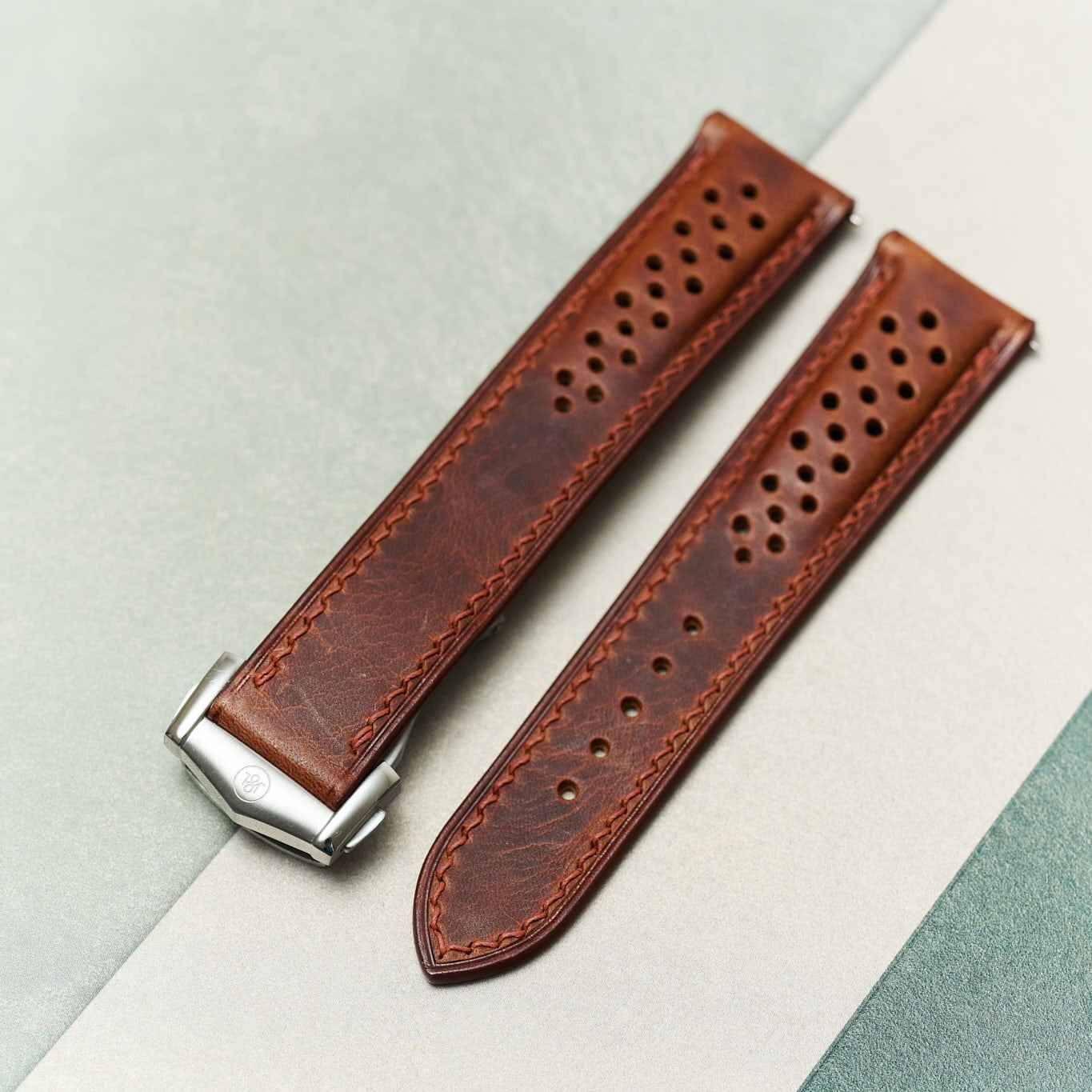 Omega Deployant - Badalassi Wax Watch Strap - Rally Tan Brown - RTW - The Strap Tailor