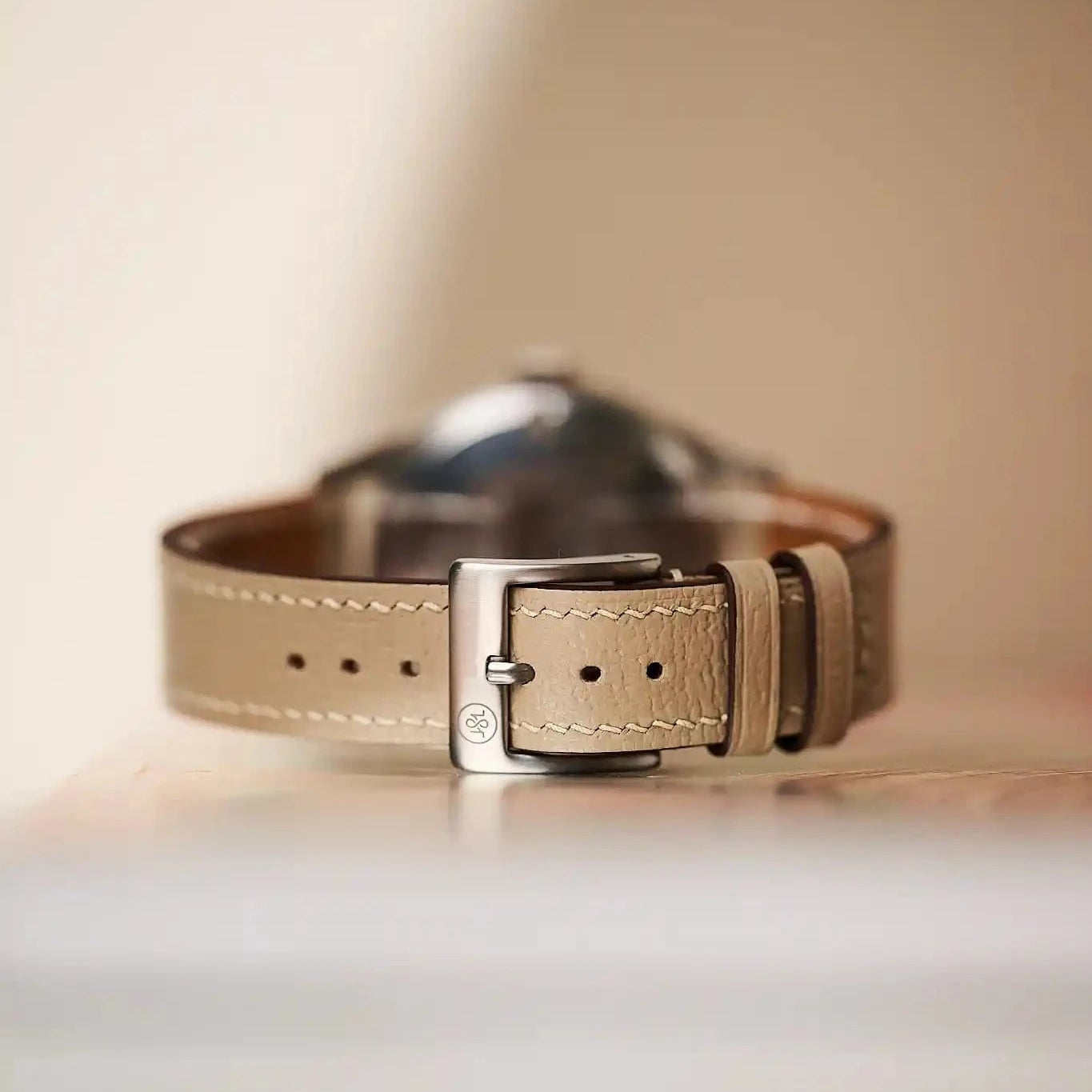 Vintage Style Pig Skin Watch Strap - Beige Slimline - RTW - The Strap Tailor