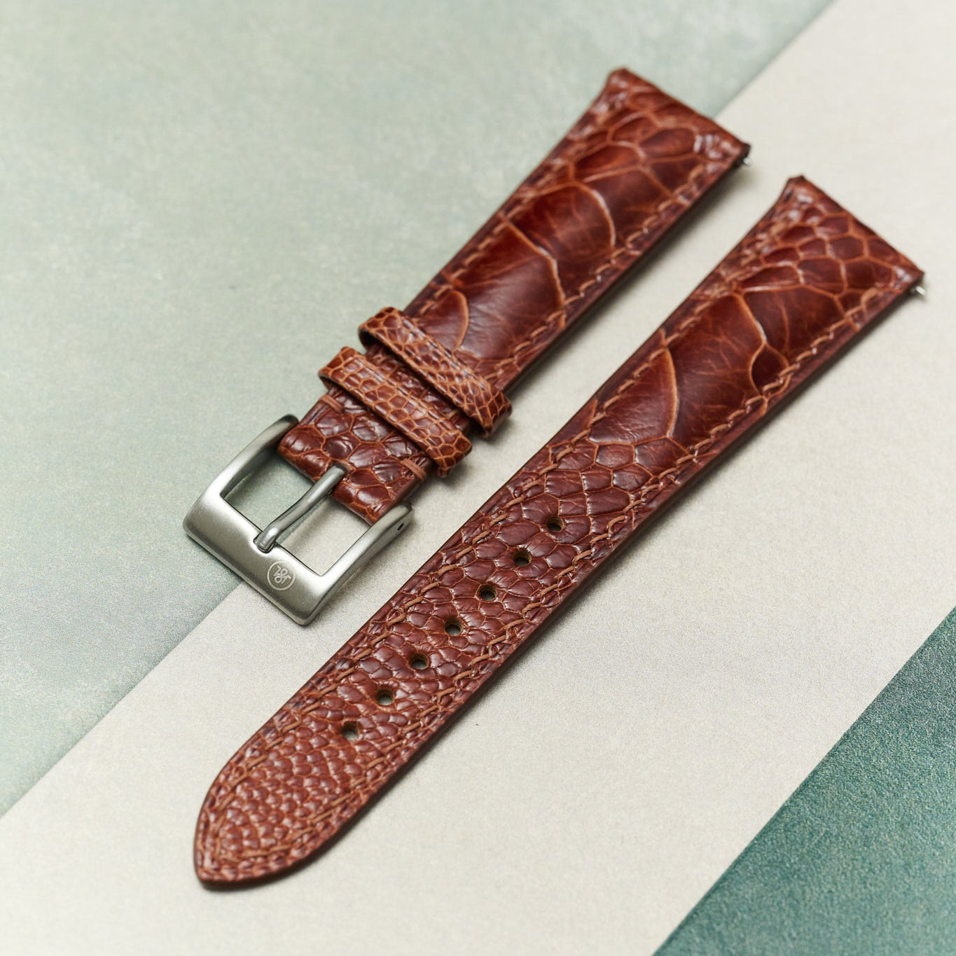 Ostrich Shin Watch Strap - Cognac - RTW - The Strap Tailor