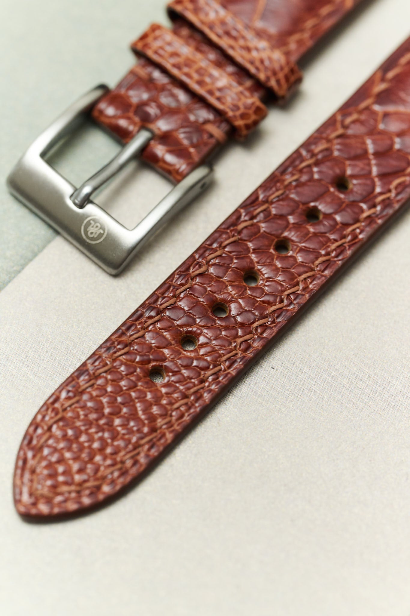 Ostrich Shin Watch Strap - Cognac - RTW - The Strap Tailor
