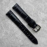 16mm Embossed Crocodile Strap - Black - 110/75mm