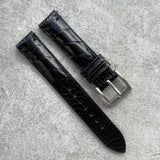 16mm Ostrich Shin Strap - Black - 110/65mm