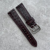 19mm Embossed Crocodile Strap - Oxblood - 110/65mm