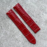 16mm Omega-Style Deployant Embossed Crocodile- Red - 80/100mm