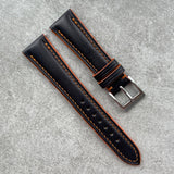 21mm French Calfskin Strap - Black - 120/70mm