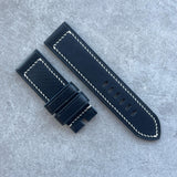 24mm French Calfskin Watch Strap - Navy - 120/70mm